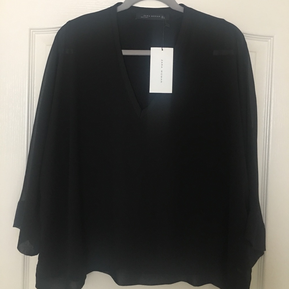ZARA | Black Sheer Blouse/Top (NWT)